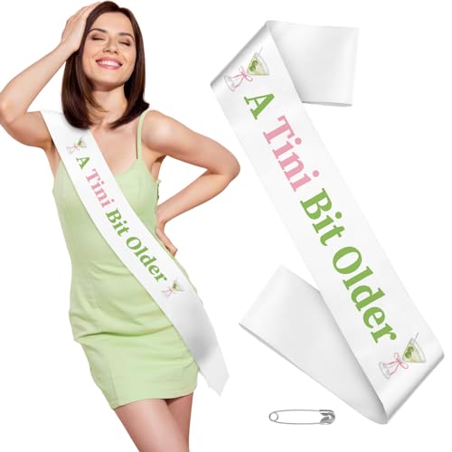 Xinnun A Tini Bit Older Schärpe Martini Geburtstag Schärpe für Frauen Mädchen Martini Thema Geburtstag Party Dekorationen für Espresso Tini Bar Brautdusche Junggesellinnenabschied Dekor (Rosa und Grün von Xinnun