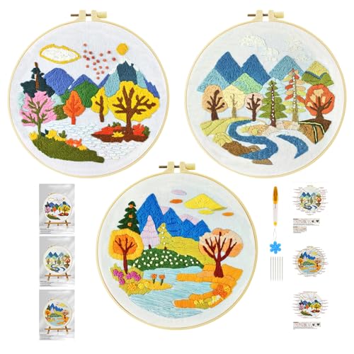 Xinpinzhou 3pcs Flusslandschaft Stickset Sticken Set für Erwachsene Anfänger Embroidery Kit Stickerei Stick Set Stickvorlagen Kreuzstich Vorgedruckt Stickbilder Stickbild Stickpackung Stickvorlage Xinpinzhou 3pcs Flusslandschaft Stickset Sticken Set für Erwachsene Anfänger Embroidery Kit Stickerei Stick Set Stickvorlagen Kreuzstich Vorgedruckt Stickbilder Stickbild Stickpackung Stickvorlage von Xinpinzhou