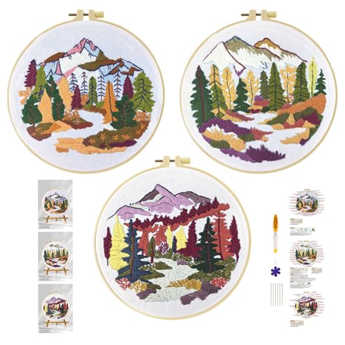 Xinpinzhou 3pcs Waldlandschaft Stickset Sticken Set für Erwachsene Anfänger Embroidery Kit Stickerei Stick Set Stickvorlagen Kreuzstich Vorgedruckt Stickbilder Stickbild Stickpackung Stickvorlage Xinpinzhou 3pcs Waldlandschaft Stickset Sticken Set für Erwachsene Anfänger Embroidery Kit Stickerei Stick Set Stickvorlagen Kreuzstich Vorgedruckt Stickbilder Stickbild Stickpackung Stickvorlage von Xinpinzhou