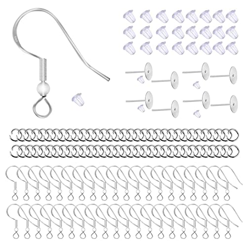 100 PCs Allergene Silber Ohr Haken 150pcs Ohrstöpsel 50pcs Ohrstifte Für Schmuckohrring Teile Herstellung von Xinsheinelry