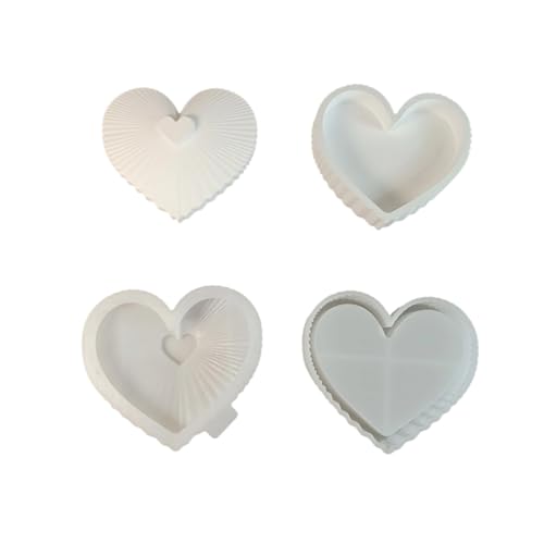 2pcs Striped Heart Designs Silikonhandwerksformen Flexible Aufbewahrungsbehältervorlagen Für Handgefertigte Geschenke Home Dekoration Handgefertigte Seife Und Kerzenform von Xinsheinelry
