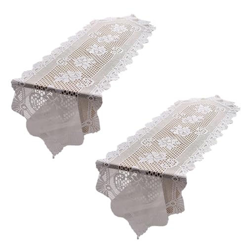 2pcs Weißer Spitze Tischtafel Mit Handgefertigtem Häkelblumen Tisch Doilies Deckung Für Kaffee Und Endtischdekoration von Xinsheinelry