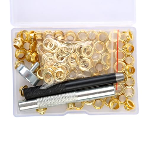 Xinsheinelry 100pcs 6mm/8mm/10mm TROMPets Izeletts Kits Mit Werkzeug Metall Grommet Werkzeugkits Für Stoffvorhänge Leinwandgürtel von Xinsheinelry