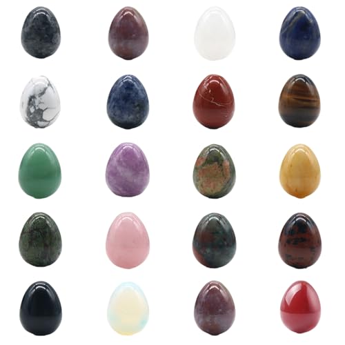 Xinsheinelry 20pcs Gestürzt Steinset Bunte Kristalle Eier Naturstein Ostereier Edelsteine ​​Polished Sorge Stones Ornament Orament von Xinsheinelry