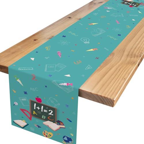 Blau Alles Gute Zum Schulanfang Tischläufer für Einschulung Dekoration,Schuleinführung Tischdeko Einschulungsdeko Tischläufer Schulanfang Party Dekoration 180 x 35cm von Xinvery