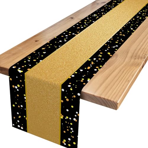 Tischläufer Geburtstag,Schwarz Gold Party Tischdeko Geburtstag Dekoration Happy Birthday Tischdecke Tisch Deko für Kinder Mädchen Jungen Party Geburtstagsdeko 180 x 35cm Tischläufer Geburtstag,Schwarz Gold Party Tischdeko Geburtstag Dekoration Happy Birthday Tischdecke Tisch Deko für Kinder Mädchen Jungen Party Geburtstagsdeko 180 x 35cm von Xinvery