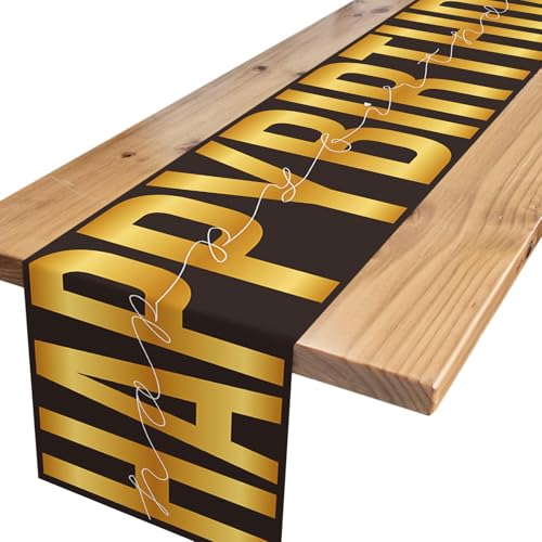 Tischläufer Geburtstag,Schwarz Gold Party Tischläufer Geburtstag Dekoration Happy Birthday Tischdecke Deko für Kinder Mädchen Jungen Geburtstag Party Dekoration 180 x 35cm Tischläufer Geburtstag,Schwarz Gold Party Tischläufer Geburtstag Dekoration Happy Birthday Tischdecke Deko für Kinder Mädchen Jungen Geburtstag Party Dekoration 180 x 35cm von Xinvery