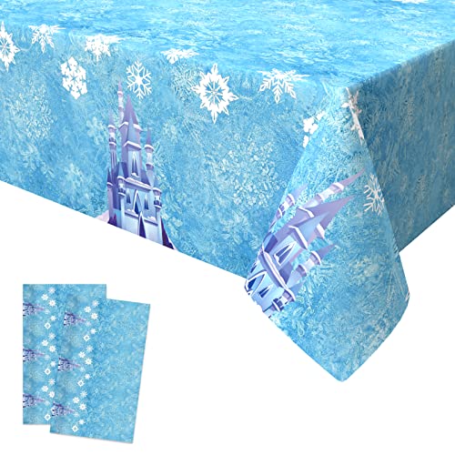 Xinvery 2PCS Schneeflocken Tischdecke, Blau Weiß Party Tischdecke Schnee EIS Rechteck Wasserdicht Dünn Plastic Tischtuch für Geburtstag Weihnachten Party Dekorationen 137 x 274cm von Xinvery