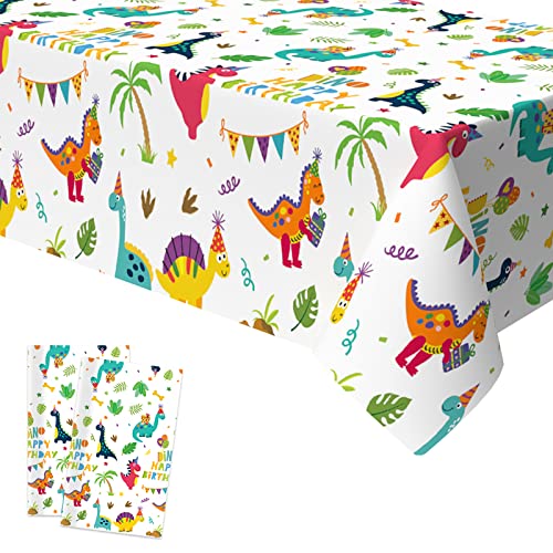 Xinvery Dinosaurier Tischdecke, Dinosaurier Rechteckige Plastik Einweg Tischdecke Dino Thema Geburtstag Party Dekoration für Kinder Jungen 2PCS 137 x 274cm von Xinvery