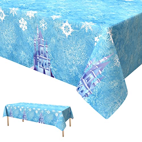 Xinvery Schneeflocken Tischdecke, Blau Weiß Party Tischdecke Schnee EIS Rechteck Wasserdicht Dünn Plastic Tischtuch für Geburtstag Weihnachten Party Dekorationen 137 x 274cm von Xinvery