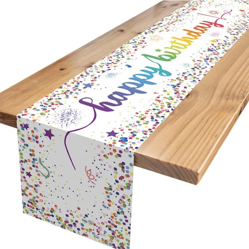 Tischläufer Geburtstag,Bunt Tischläufer Geburtstag Dekoration Gute Zum Geburtstag Tischläufer Tisch Deko für Kinder Mädchen Jungen Geburtstag Party Dekoration 180 x 35cm von Xinvery