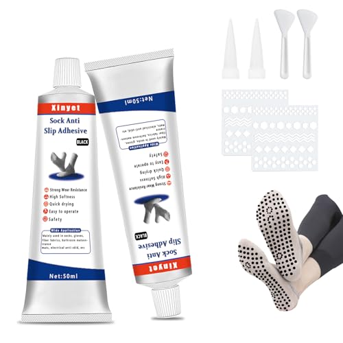 Xinyet 100ml Sock Stop Anti Rutsch, Sockenstopper Flüssig, Socken Kleber Transparente für Handschuhe, Teppiche, Socken,Wollsocken, Fasergewebe (Schwarz) von Xinyet