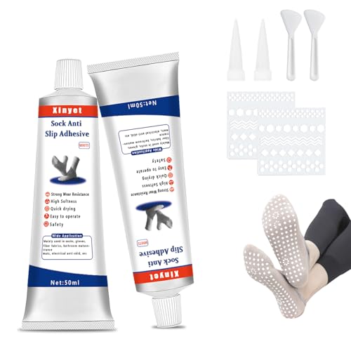Xinyet 100ml Sock Stop Anti Rutsch, Sockenstopper Flüssig, Socken Kleber Transparente für Handschuhe, Teppiche, Socken,Wollsocken, Fasergewebe (Weiß) von Xinyet