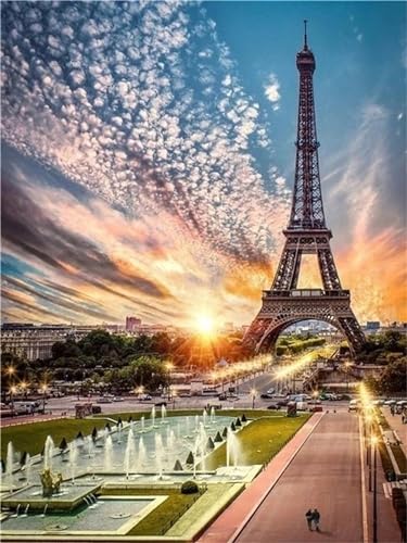 Xinyuer 5D Diamond Painting KitEiffelturm Diamant Painting Bilder DIY Diamond Art Kristall Strass Kreuzstich Stickerei Nach Zahlen für Erwachsene Kinder Geschenke Wand Deko 40x50cm von Xinyuer