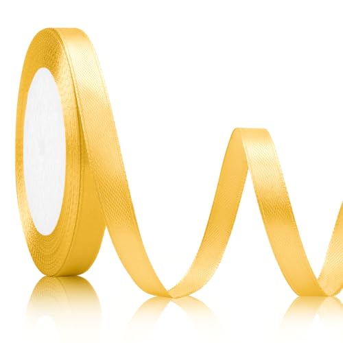 Geschenkband Gold 10mm Breit 23meters Satinband Gold Schleifenband Weihnachten Gold Dekoband Auto Geschenkband Hochzeit Goldene Band Brautstrauß Goldenes Band Schleifenband Gelb Geburtstag Geschenke von Xioabre