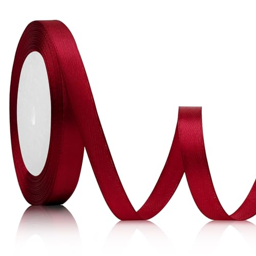 Geschenkband Rot Schleifenband Rot Satinband Bordeaux Weinrot 10mm 23meters Schleifenband Weihnachten Rotes Band Geschenkband Weihnachten Rotes Rotband Geschenk Band Stoff Dirndl Band zum Schnüren 25 von Xioabre