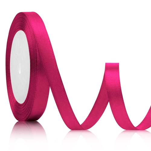 Geschenkband Rosa Satinband Rosa 10mm, 23meters Schleifenband Weihnachten Satinband Magenta Dekoration Geschenkband Rosa Stoffband für Hochzeit Band Brautstrauß Satinband Rosa Schleife Rosa Deko Pink von Xioabre