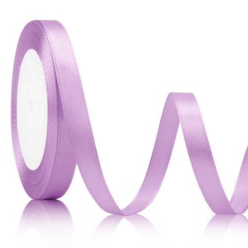 Schleifenband Lila Satinband Hellviolett 10mm, 23meters Geschenkband Weihnachten Schleifenband Lila Hochzeit Stoff für Band Brautstrauß Satinband Hochzeitsdekoration Deko Band Geschenkverpackung von Xioabre