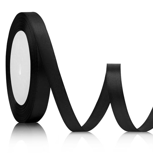 Geschenkband Schwarz Satinband Schwarz 10mm, 23meters Schleifenband Schwarz Schleifenband Muttertag Schwarzes Geschenkband Schwarzes Band Trauerschleife Trauerband Schwarzes Autoband Dekoband Auto von Xioabre