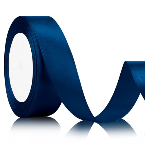 Xioabre Geschenkband Blau Satinband Marineblau 25mm Breit 22meters Schleifenband Weihnachten Dunkelblau Hochzeit für Band Brautstrauß Hochzeitsdekoration Dirndl von Xioabre