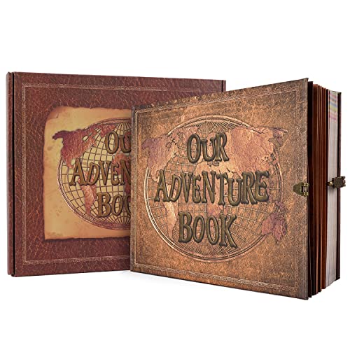 Our Adventure Book Photo Album 10.2 X 8.1 Inch,Adventure Book Fotoalbum 180 Seiten,3d Cover Design Fotoalbum Zum Selbstgestalten Anniversary,Valentinstag,Christmas(Brown) von XiongXiong