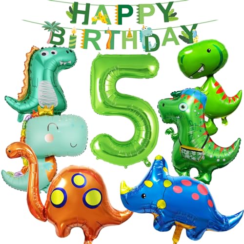 12 Stück 5 Jahre Dino Geburtstag Deko Party Folienballon Luftballon Dino Deko Kindergeburtstag Dinosaurier Luftballons Grün Dschungel Geburtstag Dekoration Junge Mädchen von Xionghonglong
