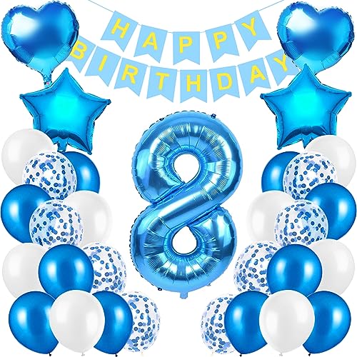 Geburtstagsdeko Jungen Blau Zahl 8,Folienballon 8 Blau,Luftballon 8,Geburtstag Junge Deko,8 Geburtstag Kindergeburtstag Deko,Junge Happy Birthday Deko von Xionghonglong