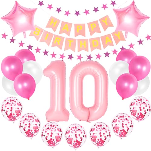 Luftballon 10 Geburtstag Rosa, Geburtstagsdeko 10 Rosa, 10 Geburtstag Mädchen, Ballon 10 Geburtstag, Party Deko Luftballon 10 Geburtstag, Happy Birthday Folienballon 10 von Xionghonglong