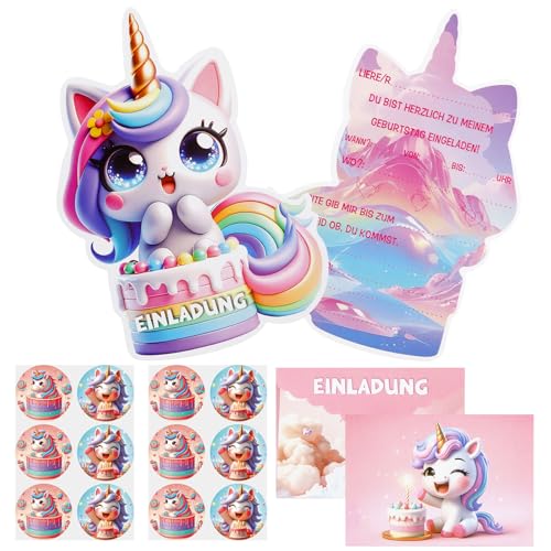 Xionghonglong 12x Einhorn Einladungskarten Kindergeburtstag, mit Umschlägen & Stickern, Einladungskarten Geburtstag Madchen, Einladungskarten einhorn, Einhorn geburtstag, für Geschenke für Mädchen Xionghonglong 12x Einhorn Einladungskarten Kindergeburtstag, mit Umschlägen & Stickern, Einladungskarten Geburtstag Madchen, Einladungskarten einhorn, Einhorn geburtstag, für Geschenke für Mädchen von Xionghonglong