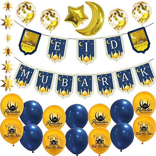 Xionghonglong Luftballons für Ramadan Dekoration,Ramadan Party Dekoration Zubehör,Eid Mubarak Decoration,Ramadan Mubarak Banner Ballon Dekorationen,Eid Mubarak Banner,Eid Mubarak Ramadan Feier von Xionghonglong