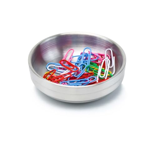 XiowDow Büroklammer-Halter mit farbigen Büroklammern, Edelstahl, Büroklammer-Halter für Schreibtisch, 8,9 cm Durchmesser, Pinnnadeln, Organizer für Kleinteile, Heimdekoration, Bürobedarf (Silber, 2,5 von XiowDow
