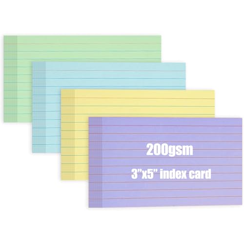 200 Blatt farbige Karteikarten, 7,6 x 12,7 cm, 200 g/m², 4 farbige Notizkarten zum Lernen, Rezepte, Memokarten, Bürobedarf, DIY, Präsentation 200 Blatt farbige Karteikarten, 7,6 x 12,7 cm, 200 g/m², 4 farbige Notizkarten zum Lernen, Rezepte, Memokarten, Bürobedarf, DIY, Präsentation von Xioyidun