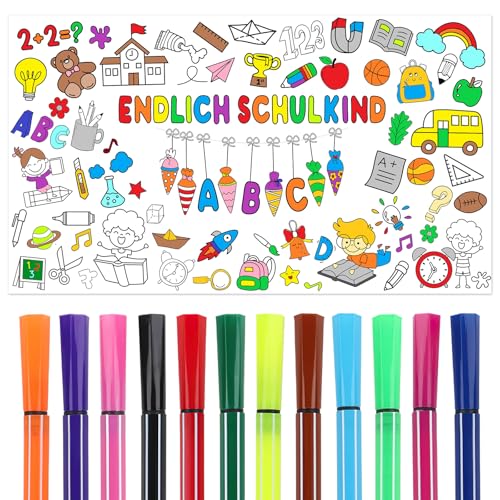 Ausmal Tischdecke Einschulung, Ausmaltischdecke Kinder, Papier Tischdecke Ausmalen Schulanfang Schulkind Schultüte ABC 123 Tiere Motiven, mit 12 Farbstifte, Schulanfang Geschenk für Jungen Mädchen Ausmal Tischdecke Einschulung, Ausmaltischdecke Kinder, Papier Tischdecke Ausmalen Schulanfang Schulkind Schultüte ABC 123 Tiere Motiven, mit 12 Farbstifte, Schulanfang Geschenk für Jungen Mädchen von Xiqunw