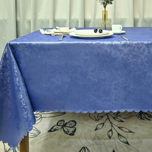 Xirggur Große, rechteckige Tischdecke, wasserdicht, strapazierfähig, Vinyl-Tischdecken, abwischbar, waschbar, Tischdecke für Küche und Esszimmer (Blau, 177,8 x 228,6 cm) von Xirggur