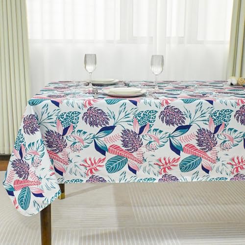 Xirggur Vinyl-Tischdecke mit rechteckigen Blättern, Flanell-Rückseite, abwischbare Kunststoff-Tischdecken für Abendessen, Küche, Outdoor, 152,4 x 304,8 cm von Xirggur