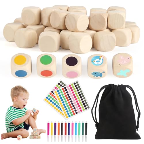 40 Stück Holzwürfel, DIY Holz Würfel Blanko, Unbemalte Holzwürfel 20x20x20mm, Blanko Würfel für Malen, Montage-Stempel, Handwerk Brettspiele, Spielrequisitenherstellung (mit Bunte Stiften, Aufklebern) 40 Stück Holzwürfel, DIY Holz Würfel Blanko, Unbemalte Holzwürfel 20x20x20mm, Blanko Würfel für Malen, Montage-Stempel, Handwerk Brettspiele, Spielrequisitenherstellung (mit Bunte Stiften, Aufklebern) von Xishoyen