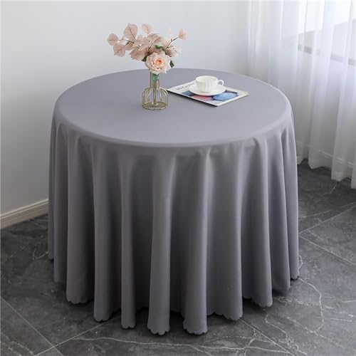 Runde Tischdecke, Hotel Bankett Solide Farben Tischdecke Waschbar Pflegeleicht Und Schmutzabweisend Polyester Tischschutz Für Outdoor Hochzeit Party Geburtstag Bankett Dekoration (Grey,160cm) von Xisnuient