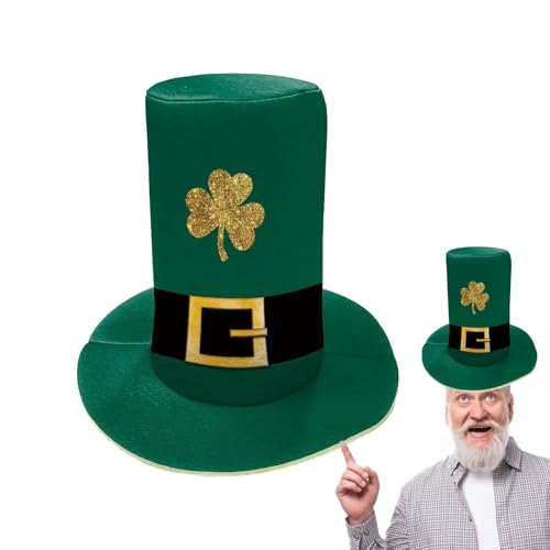 Xistuoz St. Patricks Day grüner Hut – Zylinderhut Kobold-Kleeblatt Kopfbedeckung – Foto-Requisiten, Partyzubehör, Baumspitze St. Patricks Day Zubehör, Kostümzubehör von Xistuoz