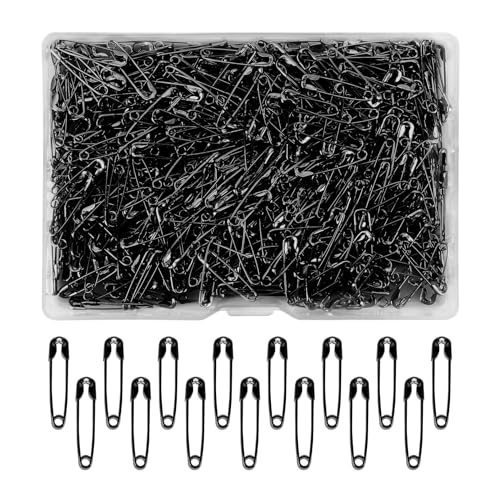 500 Stück Sicherheitsnadeln 19mm Klein Schwarz Set für Schmuckherstellung, Kunsthandwerk und Nähen von XiuGlimpse