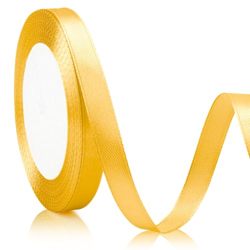 Gold Satinband, 25 Meter, 1 Cm, Luxusband Für Festliche Dekorationen, Perfekt Zum Verzieren Von Geschenken Und Dekoelementen Für Silvester Und Neujahr! von XiuGlimpse