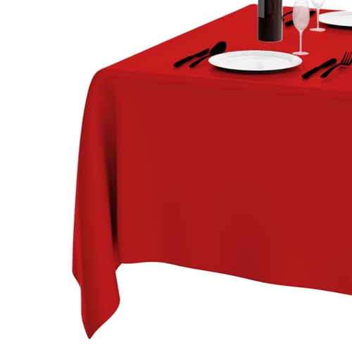 Rote Tischdecken, 2 Stück, 137x274 cm, Party-Plastiktischdecken, Rechteckige Tischdecken, Für Picknicks, Geburtstage, Hochzeiten, Buffetdekorationen von XiuGlimpse