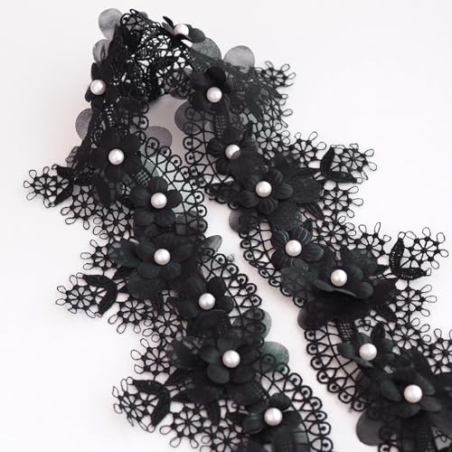 Xiufortion Spitzenband mit Perlen, 91 cm, perfekt für Heimwerker, Basteln, Geschenkverpackungen, Nähen und Kleidungsdekoration, 7 cm, Schwarz Xiufortion Spitzenband mit Perlen, 91 cm, perfekt für Heimwerker, Basteln, Geschenkverpackungen, Nähen und Kleidungsdekoration, 7 cm, Schwarz von Xiufortion