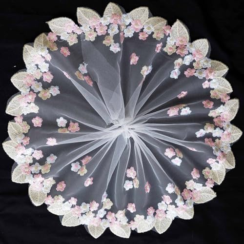 Xiufortion Spitzenborte mit Blumen und Blättern, 17,8 cm, perfekt für Heimwerker, Vorhänge, Basteln, Geschenkverpackungen, Nähen und Kleidungsdekoration (Rosa) von Xiufortion