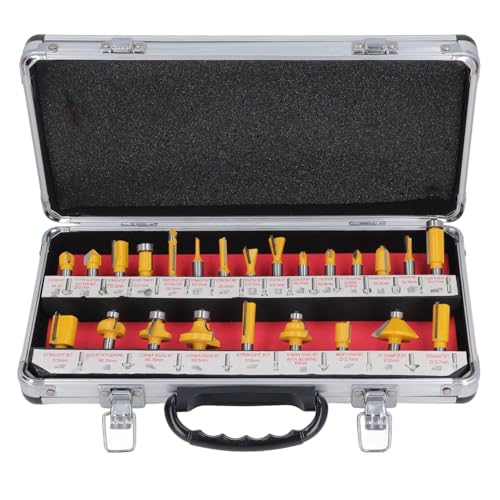 24 Stücke Router -Bits Set, 8mm Schaftholz -Mahlen -Mahlen -Kit mit Aluminium -Aufbewahrungsbox, Stahllegierungslager Holzwerkwerkzeuge Zum Holzschneide, Rillen, Kammwerkzeugen von Xiuganpo