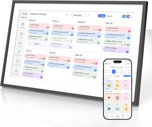 Xiuganpo 10.1in Smart Online Digitalkalender, 1280x800 Full HD Touchscreen Family Planer mit Chore -Diagramm und Speiseplaner, ABS -Material Leistungsstarke Funktionalität Digitaler von Xiuganpo