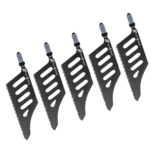 Xiuganpo Gekrümmte Reziprokierende Sägenblätter, 5 Stcs Flush Schneidebettkarbid Jig Sägeblatt Hohe Kohlenstoffstahl Unregelmäßig mit Griff für Nasses Trockenes Holzkürzung, Trockenbau, von Xiuganpo