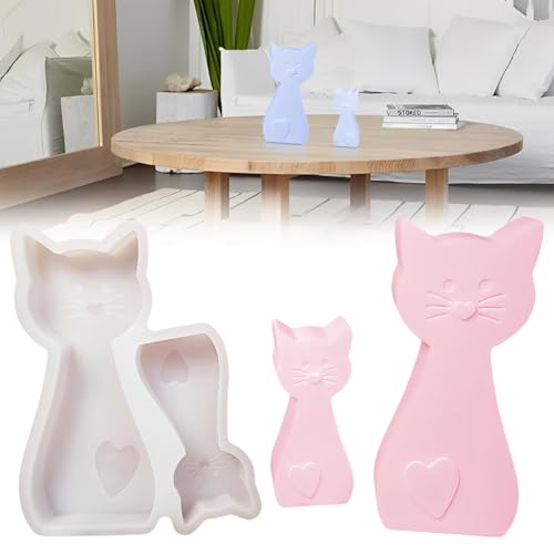 Xiuyer Silikonformen，2 Stück Silikonformen Gießformen für Katzenputz, Silikonform Katze Epoxidharzform für Handwerk, Gips, Handwerk von Xiuyer