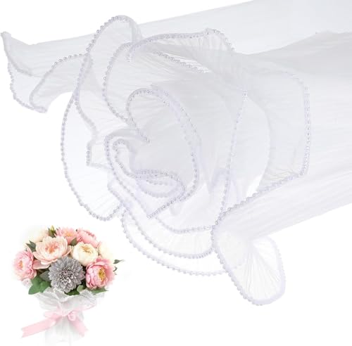 Xiuyong Weiße Blumen Verpackung Netzpapier 4 Yard Perlen Spitze Netz Wasserdicht Blumensträuß Verpackung Falten Transparent Band Band für Party Dekoration Blumenhändler Zubehör DIY Handwerk Xiuyong Weiße Blumen Verpackung Netzpapier 4 Yard Perlen Spitze Netz Wasserdicht Blumensträuß Verpackung Falten Transparent Band Band für Party Dekoration Blumenhändler Zubehör DIY Handwerk von Xiuyong