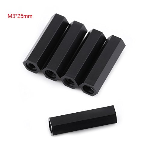 100pcs Black PA66 M3 Weibliche Hex -Gewinde -Abstandshalter, Nylon -Standoffs für PCB -Leiterplatten, Maschinenplatten (M3*25) von Xixian
