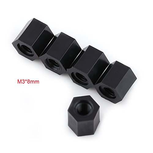 100pcs Black PA66 M3 Weibliche Hex -Gewinde -Abstandshalter, Nylon -Standoffs für PCB -Leiterplatten, Maschinenplatten (M3*8) von Xixian